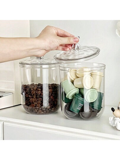 1 قطعة برطمان تخزين حلوى بشكل دبابيس قابل لإعادة الاستخدام، وعاء بلاستيكي شفاف محكم الإغلاق، مناسب لتخزين الحلوى والبضائع الجافة والبن والمكسرات