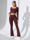 SHEIN Sport Studio بدلة رياضية نسائية قطعتان، ملابس علوية كم طويل وبنطال طويل، بتصميم رياضي كاجوال