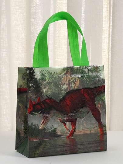 6/10/20 حقيبة هدية من قماش غير منسوج بنمط ديناصور الحفلات، ديناصور تي ركس، ثلاثي القرون، أكياس تخزين، حقائب غير منسوجة، أكياس تسوق، حفلات، هدايا، أكياس حفلات، هدايا حفلات، مقابض أشغال يدوية، مستلزمات حفلات، ديكور عيد الميلاد