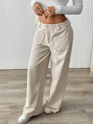 PETITE سروال نسائي مستقيم من القطيفة المخملية المنحف