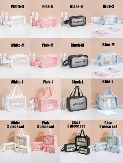 مجموعة حقيبة مستحضرات تجميل 3 في 1: حقيبة مكياج محمولة, حقيبة مستحضرات تجميل PVC مقاومة للماء, حقيبة منظم مكياج متعدد الوظائف للصيف والسفر. مناسبة لمستحضرات العناية بالبشرة, أدوات المكياج, أدوات التجميل. هدية للأصدقاء, عيد الحب, عيد الميلاد, الأم,...