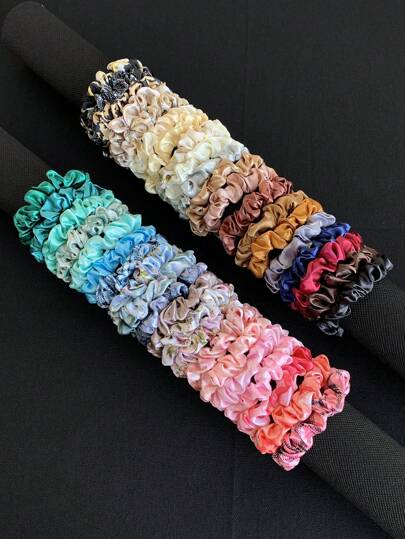 40 قطعة من ربطات الشعر الساتان الملونة الأنيقة، بتصميمات نمر و زهور صغيرة، إكسسوارات شعر متعددة الاستخدامات للتسريحات والكعكات، مجموعة متنوعة من الألوان، ديكورات شعر عصرية للنساء
