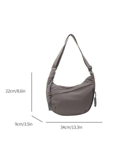 peach tree 1 حقيبة كتف ذات لون واحد بسيطة أنيقة كبيرة السعة، قابلة للضبط، متعددة الجيوب، نمط كلاسيكي من النيلون معالج مائي، مناسبة للاستخدام اليومي، التسوق