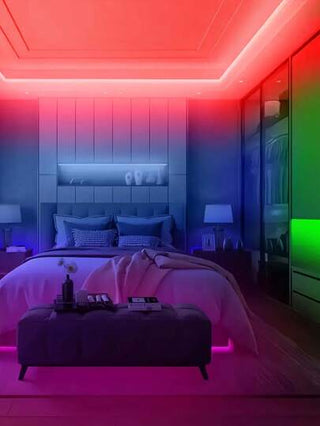 98 قدم/65 قدم/50 قدم/32.8 قدم/16.4 قدم أضواء شريط LED RGB للغرفة، ديكور حفلة المنزل، مناسبة لديكور المنزل، مكتب، غرفة دراسة، غرفة المعيشة، خلفية التلفاز، يوصى بطول من 1 متر إلى 5 أمتار!(بدون وحدة تحكم عن بعد، زر على كابل البيانات)