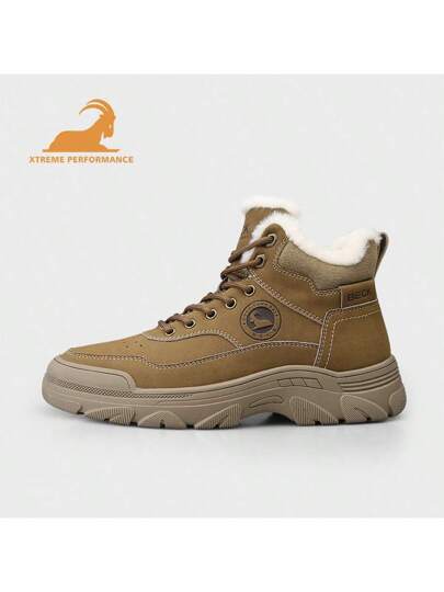 Beck بوت رياضي شتوي كاجوال للرجال من الجلد الغنم الحقيقي مبطن حراريا لعام 2024، مسطح، مانع الانزلاق، دافئ، للخارج/السفر/المشي لمسافات طويلة، رمادي أفقع الكاحل، بوت كاجوال رياضية للثلج للعيد