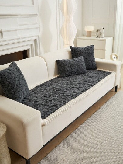 1 غطاء أريكة بطراز بوهيمي، وسادة أريكة سميكة من القطيفة الممسوحة بالماكينة، غير قابل للانزلاق وصديق للحيوانات الأليفة، غطاء أريكة ناعم ومريح مصنوع من قماش البوليستر، مناسب للصالة وغرفة النوم والمكتب