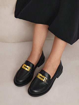 أحذية أوكسفورد حريمي CUCCOO CURVES أكسفورد بنعل سميك وأصابع حادة ومنصة عريضة، أسود داكن، نمط بريطاني كاجوال مناسب لجميع المواسم، طراز شامل للنساء