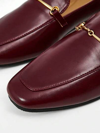 MOTF PREMIUM إبزيم معدني ديكوري كلاسيكي بسيط، أحذية نسائية مريحة ذات أصابع مربعة، مناسبة لحفلات رأس السنة الجديدة وعيد الحب والأحذية الربيعية