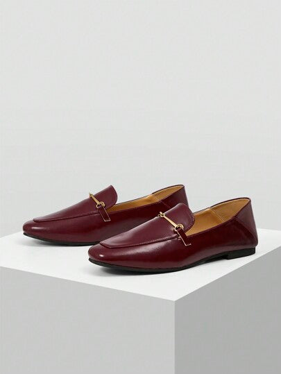 MOTF PREMIUM إبزيم معدني ديكوري كلاسيكي بسيط، أحذية نسائية مريحة ذات أصابع مربعة، مناسبة لحفلات رأس السنة الجديدة وعيد الحب والأحذية الربيعية