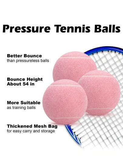 4 كرة تنس من القماش الحرارى عالية المرونة والمقاومة للضغط للتدريب، مع شبكة محمولة ، يمكن استخدامها داخل وخارج المنزل ، لعبة حيوانات أليفة