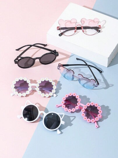 6 قطع/1 قطعة من نظارات الأطفال ذات شكل الدب الصغير عصرية للصيف، مثالية للارتداء اليومي. نظارات الأطفال ذات أشكال الدببة الصغيرة والأزهار عصرية للصيف، مناسبة للاستخدام اليومي