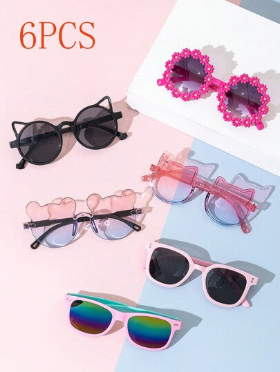 6 قطع/1 قطعة من نظارات الأطفال ذات شكل الدب الصغير عصرية للصيف، مثالية للارتداء اليومي. نظارات الأطفال ذات أشكال الدببة الصغيرة والأزهار عصرية للصيف، مناسبة للاستخدام اليومي