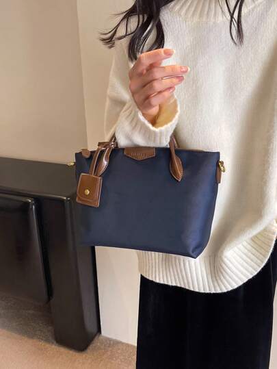 حقيبة يد نسائية، حقيبة كبيرة السعة بشكل كمثرى، حقيبة كتف عصرية باللون الأزرق