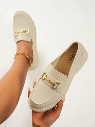 أحذية أوكسفورد حريمي حذاء إسلبون ديكور سلسلة معدنية للنساء, بنمط بريطاني جديد، ذو قاع ناعم وسميك، أكسفورد كاجوال للطلبة