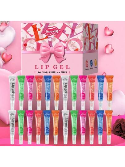 MISS FACTORX 24 قطعة/علبة طقم قناع الشفاه الفاخر، مرطب ومبلل، مناسب للشفاه الجافة، هدية عيد الحب المثالية للنساء