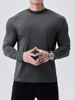 Manfinity Sport Corelite تي شيرت رياضي بأكمام طويلة للرجال , بلون سادة بسيط للاستخدام اليومي