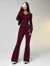 SHEIN EZwear طقم رياضي من قطعتين ملابس علوية قصير مع خصر مشدود وغطاء رأس ، وبنطلون متسع الساق
