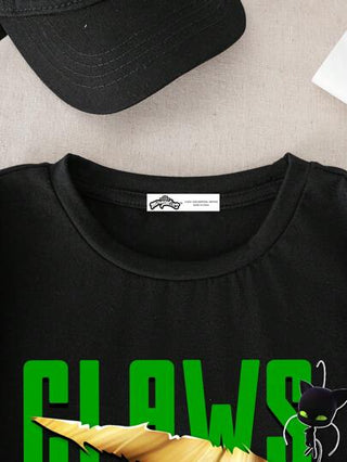 Miraculous Ladybug X SHEIN تي شيرت قصير الأكمام مطبوع برسوم كرتونية مناسب للأولاد في سن المراهقة، مناسب للصيف