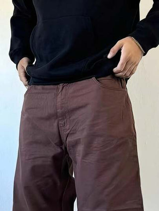 بنطال كاجوال فضفاض بني قطعة واحدة للرجال