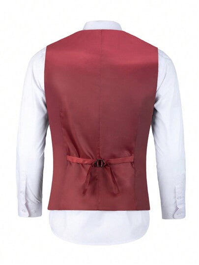 بذلة رجالية 3 قطع من Furuyal، بذلة أناقة بتصميم نحيف أنيق، سترة، بنطلون، وربطة عنق، مناسب للرجال للعمل والحفلات والرسمي، لون برغندي فاتح، مقاسات من XS إلى 3XL