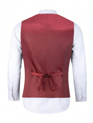 بذلة رجالية 3 قطع من Furuyal، بذلة أناقة بتصميم نحيف أنيق، سترة، بنطلون، وربطة عنق، مناسب للرجال للعمل والحفلات والرسمي، لون برغندي فاتح، مقاسات من XS إلى 3XL