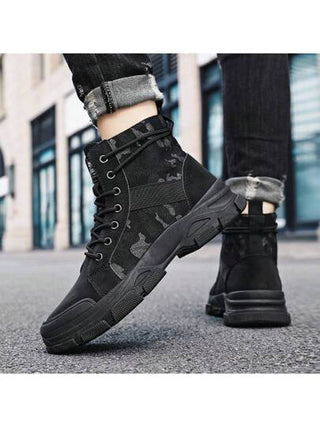 أحذية عمل مموهة عالية الجودة برباط علوي للرجال، أحذية جلدية من البولي يوريثان عصرية عصرية للاستخدام في الهواء الطلق، مسامية ومضادة للانزلاق، مثالية للأنشطة الخارجية مثل السياحة والمشي لمسافات طويلة وما إلى ذلك.