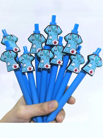 5/ 10 قطعة قلم جل من سلسلة الطبيب، قلم كرة معالم إبداعية موضوعة بتصميم الممرضة/ الطبيب، كتابة سلسة، أقلام هدايا قرطاسية باللون الصلب