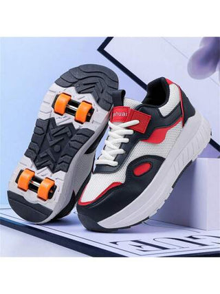 أحذية التزحلق الرباعية العجلات مضيئة Led للصيف ، أحذية رياضية منخفضة الرقبة للمراهقين والبالغين، للرياضات الخارجية التزلج، تصميم قابل للفصل لاستخدام الحذاء في وضعيتين