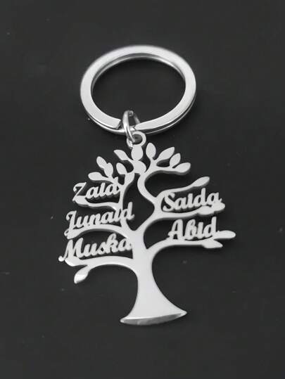 1 قطعة سلسلة مفاتيح جينالوجيا (علم الأنساب) مخصصة ومنقوشة عليها الاسم الشخصي على دائرة المفاتيح من الفولاذ المقاوم للصدأ الأنيقة ، هدية عيد الأم ، هدية عيد الميلاد