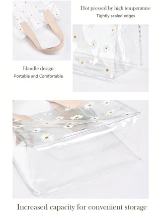 1/5 قطع حقيبة هدايا شفافة سميكة من البي في سي ، حقيبة يد ، حقيبة كبيرة للنساء ، تعبئة هدايا بطباعة زهرة الحولي ، حقيبة هدايا للزفاف ، حقيبة تسوق ، حقيبة تعبئة هدايا ، ديكور حفلات العطلات ، حقيبة تخزين يومية ، مناسبة للتسوق والزفاف وأعياد الميلاد والتذكارا