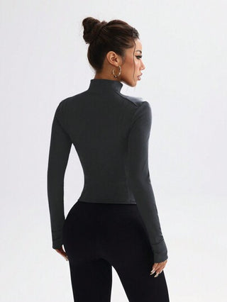 جاكيت تدريب مطاطية مصممة بسحاب للياقة البدنية، ملابس داخلية سبورت كاجوال ضيقة الحجم للياقة البدنية والتنزه