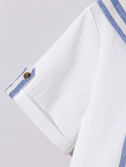 مجموعة من 3 قطع لفتى في المرحلة المراهقة تتكون من قميص كيب مخطط و شورت