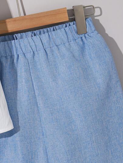 مجموعة من 3 قطع لفتى في المرحلة المراهقة تتكون من قميص كيب مخطط و شورت