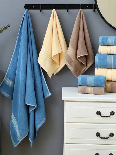 1 قطعة منشفة حمام مستطيلة رقيقة من القطن الخالص 100٪، بحجم 70 * 140 سم، بنمط جاكارد بسيط؛ أو 1 قطعة منشفة يد / وجه ناعمة وماصة وسريعة الجفاف وغير قابلة للانحسار، بحجم 34 * 72 سم، مناسبة للحمام والفندق والسفر وحفلات العطلات والهدايا والصالون،...