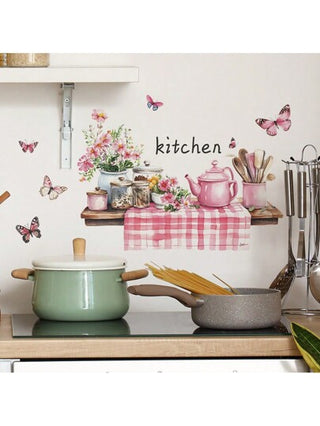 قطعة واحدة ملصق حائطي رف تخزين أدوات المطبخ الإبداعية لديكور الغرفة، ديكور منزلي للمناسبات، هدايا رائعة، ملصقات جدارية قابلة للإزالة، ديكور عيد الحب، ملصقات مطبخ عيد الحب، لديكور المطبخ، مقاومة للزيت والماء، ملصقات، ديكال جداري، ديكال الفينيل...