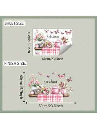 قطعة واحدة ملصق حائطي رف تخزين أدوات المطبخ الإبداعية لديكور الغرفة، ديكور منزلي للمناسبات، هدايا رائعة، ملصقات جدارية قابلة للإزالة، ديكور عيد الحب، ملصقات مطبخ عيد الحب، لديكور المطبخ، مقاومة للزيت والماء، ملصقات، ديكال جداري، ديكال الفينيل...