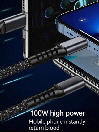 كابل شحن سريع متعدد الواجهات بقوة 100 واط، يدعم  متعدد الواجهات، كابل شحن سريع للغاية للأجهزة المزودة بمنفذ ميكرو USB وتايب سي، يمكن شحن ثلاثة أجهزة في وقت واحد، متوافق مع IPhone 14 و 13