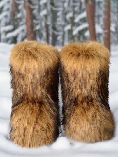 بوت ثلج فرائية كاجوال جديدة مبطنة بالفرو، دافئة ومانعة للانزلاق للرجال/النساء، بوت للازواج، بوت شتوية