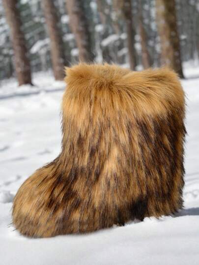 بوت ثلج فرائية كاجوال جديدة مبطنة بالفرو، دافئة ومانعة للانزلاق للرجال/النساء، بوت للازواج، بوت شتوية