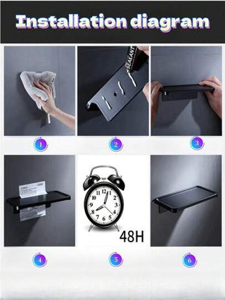 صندوق حامل ورق التواليت مع رف تخزين - مثبت على الحائط بطريقة لاصقة أو باستخدام مسامير، موزع منسوجات الحمام بدون حفر، و حامل هاتف مزين للحمام للصيف