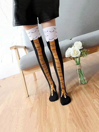 زوج من جوارب منتصف الساق للرجال بنمط مخلب الدجاج الطريف