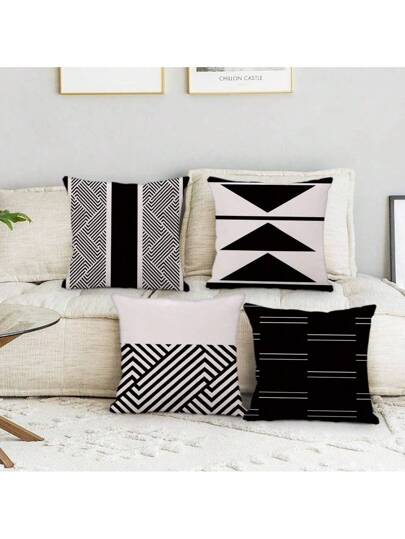 رمضان زينة رمضان 4 أغطية وسائد مخدات بتصميم هندسي بسيط، أغطية وسائد ديكور منزلي للصالة والنوم والأريكة والكرسي, بدون وسادة داخلية (40 سم * 40 سم ، 45 سم * 45 سم)