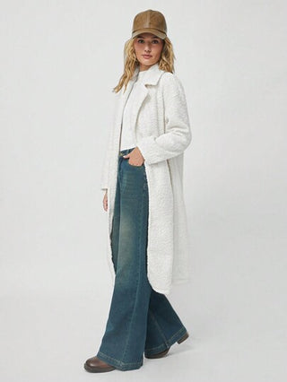 EZwear معطف أبيض نعومي للنساء