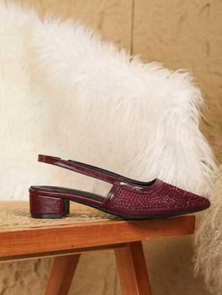 صندل نسائي نعل سميك ذو بريق، فتحة للأصابع، شيك بنمط اللمعان، إكليل الرينستون وحزام خلفي مسطح، مناسب للارتداء اليومي والخارجي وحفلات كل المواسم