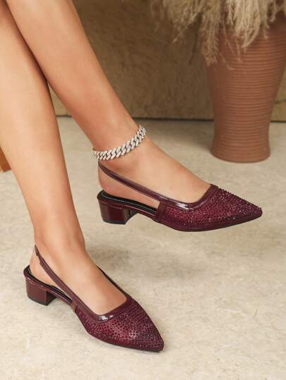 صندل نسائي نعل سميك ذو بريق، فتحة للأصابع، شيك بنمط اللمعان، إكليل الرينستون وحزام خلفي مسطح، مناسب للارتداء اليومي والخارجي وحفلات كل المواسم