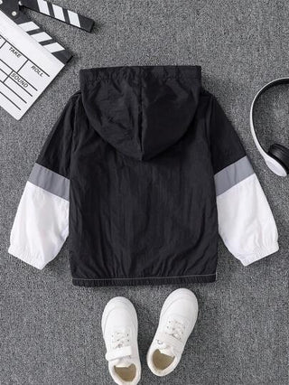 SHEIN معطف خفيف انعكاسي للأولاد الصغار مع لوحات خياطة ، ناعم ومريح مناسب للخروجات في الربيع/الخريف ، العطلات ، السفر ، الاسترخاء ، التشمس ، الصيف