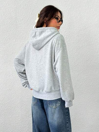 EZwear هودي نسائي طويل الأكمام بسحاب أمامي وجيوب، تصميم بسيط وكاجوال