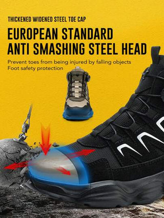 بوت أمان عالية الكاحل يمكن ارتداؤها من قبل الذكور والإناث، بوت عمل خفيفة الوزن مزودة بنعل فولاذي، مقاومة للتحطم والثقب، بوت حماية مناسبة للتنزه، مقاومة للماء ومانعة للانزلاق وللبلى، مناسبة للاستخدام في البناء والصناعة