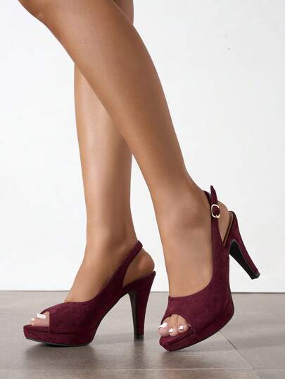 صندل كعب عالي مقاوم للماء بلون أرجواني أنيق وجذاب للحفلات والعطلات والموضة ، راحة قدم عالية الجودة والحجم السميك لسيدات