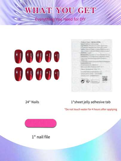 حول مظهرك بسرعة مع 24 قطعة أظافر Y2K قصيرة بشكل بيضوي على شكل عين قطة باللون الأحمر الدموي ذات لمسة جمالية، تطبيق سريع، تتناسب بشكل مثالي مع الأظافر الاكريليك الملونة، تشمل 1 قطعة جل لاصق و1 قطعة منشار أظافر، للنساء والفتيات لاستخدامها يوميًا في...
